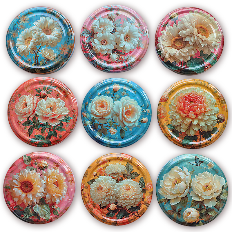 Zakrętki na przetwory Kwiatowa Kolekcja fi82 20szt 1 Zakrętki na przetwory Kwiatowa Kolekcja