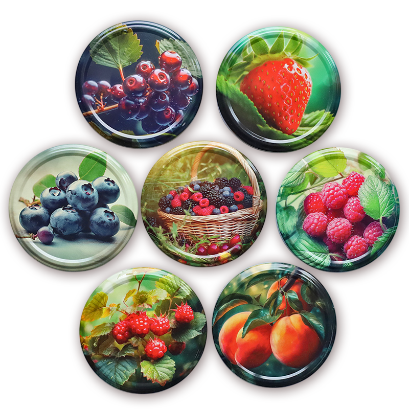 Zakrętki na przetwory Owocowy Koszyk fi82 20szt 1 Zakrętki na przetwory Owocowy Koszyk fi82 20szt